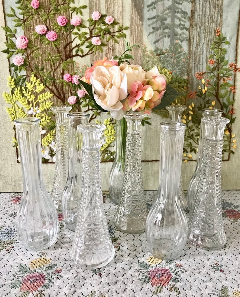 Glass Vases for Flowers Vases Centerpiece Vases for Wedding Vases Clear Glass Vase Set of Vases Bud Vases Wedding Decor Vases Vintage Vases