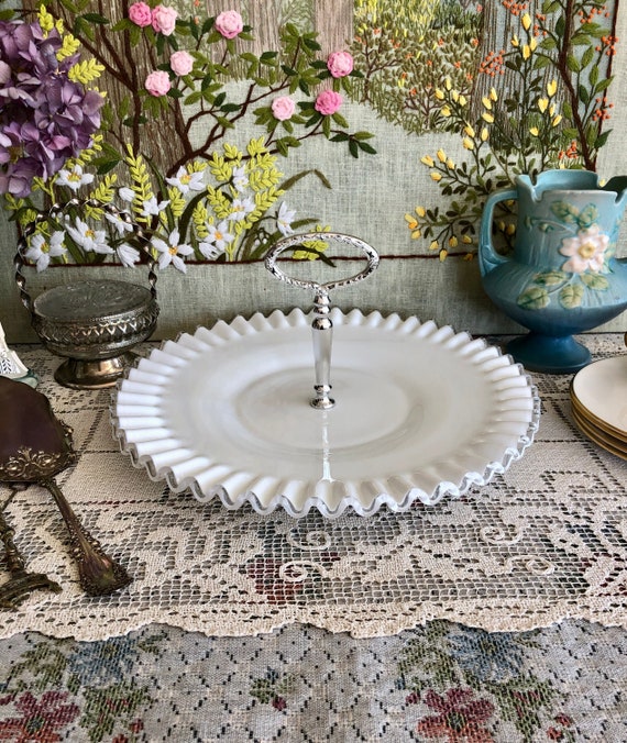 Dessert Plate Milk Glass Plates Dessert Stand Milk Glass Stand Vintage Tray White Serving Tray Vintage Cupcake Stand Dessert Table Etsy