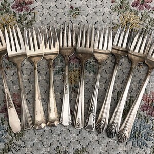 10 Vintage Forks Salad Forks Antique Flatware Vintage Silverware Silverplate Forks Antique Fork Ring Fork Silver Flatware Old Flatware Forks image 2