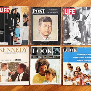 6 John F Kennedy Magazines JFK Memorabilia Vintage Magazines Life Magazine Look Magazine Saturday Evening Post Robert Kennedy Jackie Kennedy