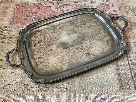 Large silver tray for ottoman deals