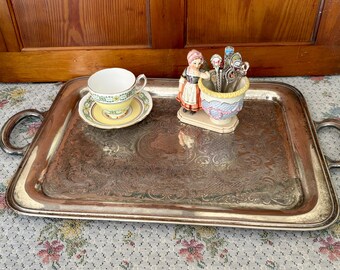 Silverplate Tray Serving Tray Cake Tray Dessert Tray Decor Tray Silver Tray Vintage Tray Bar Tray for Coffee Table Tray with Handles Platter