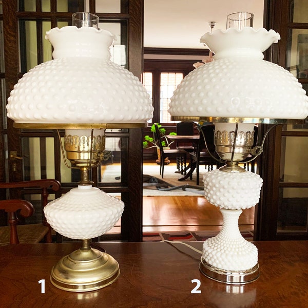 Vintage Lamp Vintage Light Milk Glass Lamp White Lamp Milk Glass Lights Antique Lamp Hobnail Lamp Bedroom Lamp Accent Lamps Vintage Lighting