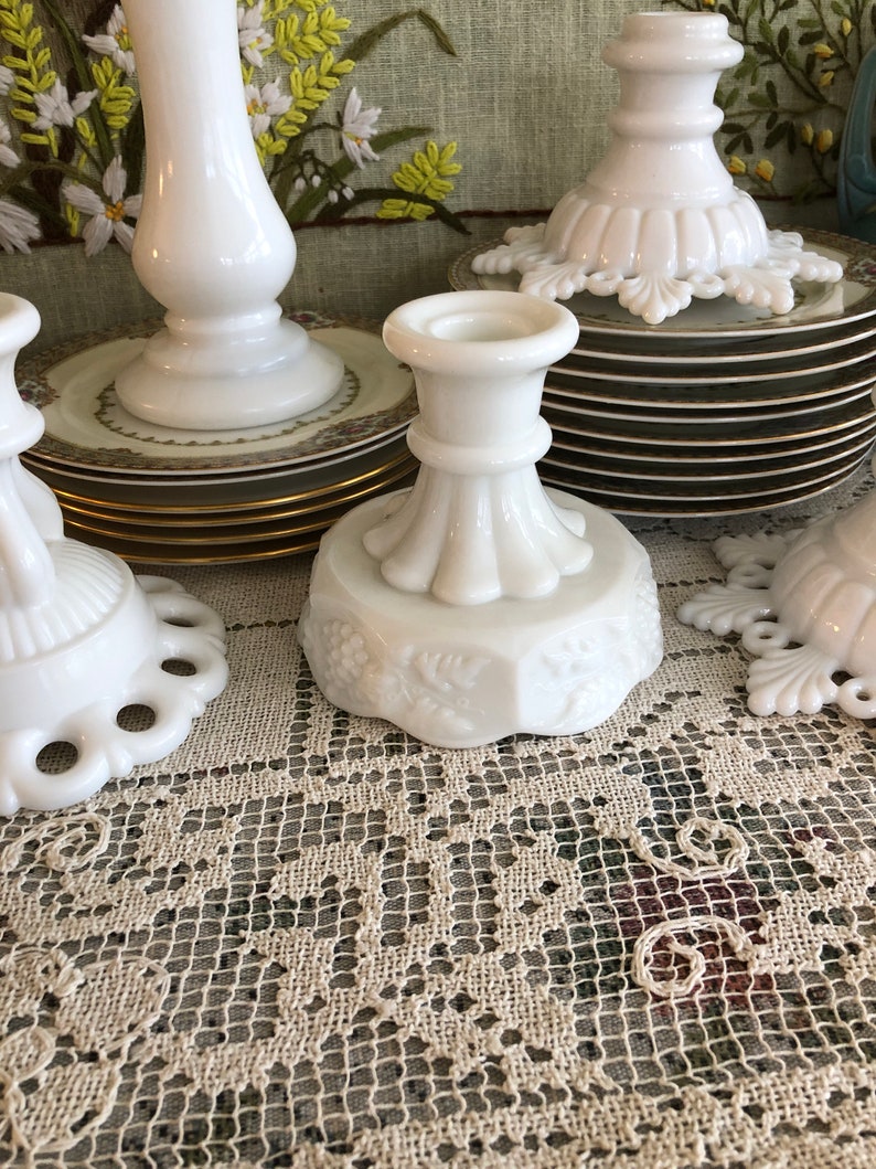 Milk Glass Candle Holder Milk Glass Candlestick Holder White Candle Holder Milk Glass Candlesticks White Candle Holder Antique Candlesticks Scalloped Base