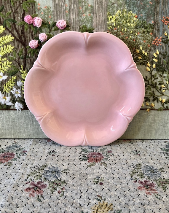 Pink Plates Pink Platter Pink Decor Plates Vintage Plates Pink Etsy