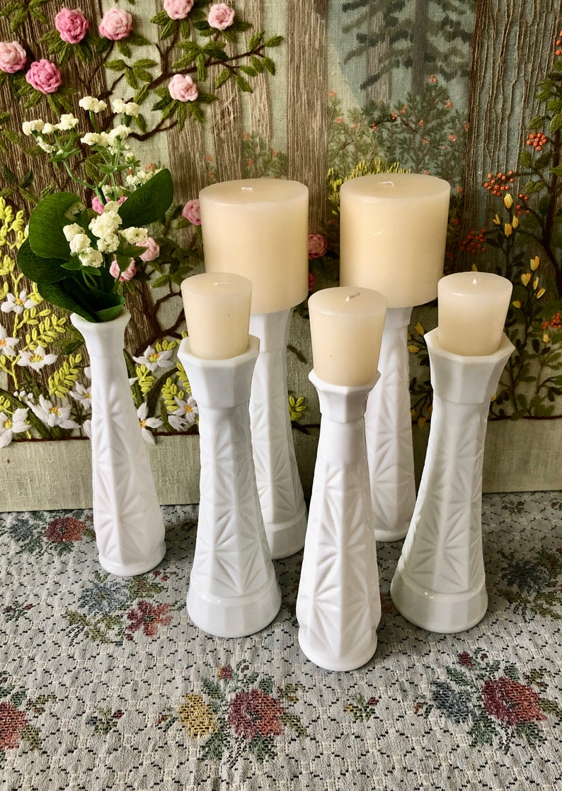 6 Milk Glass Vases for Flowers Vases for Wedding Vases Centerpiece Vases Decor Vase Milk Glass Bud Vase White Vases Bulk Vases Bridal Shower Bild 5