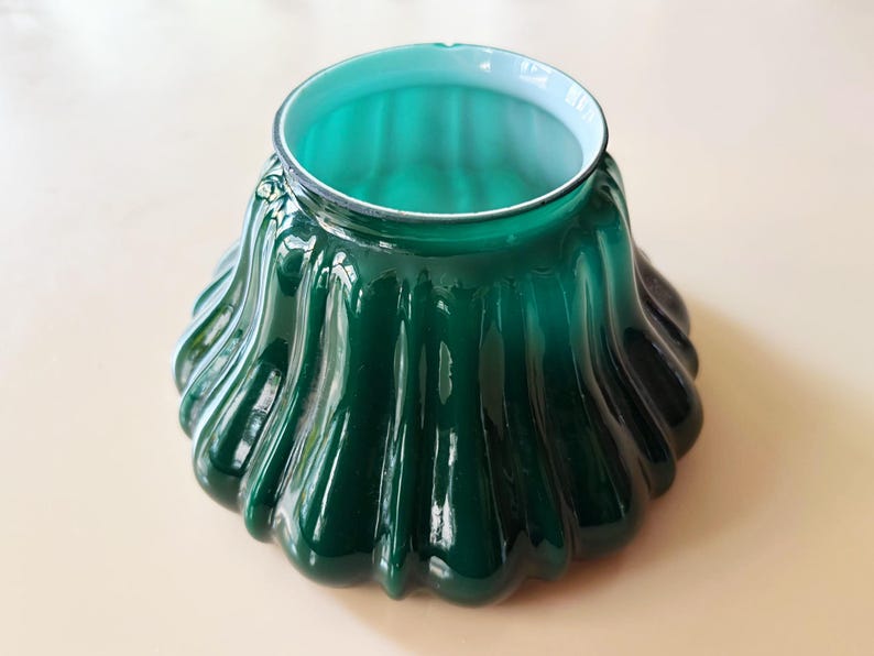 Glass Green Shade Green Lamp Shade Green Globe Green Glass Light Shade Replacement Shade Green Lamp Shade Vintage Lighting Green Lampshade image 2