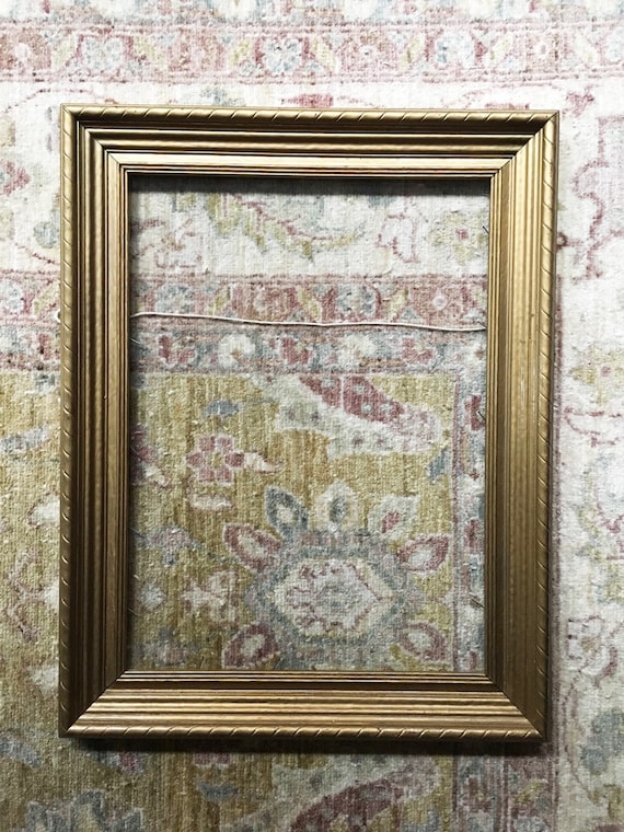 Wood Frame Gold Picture Vintage With Glass Image 0