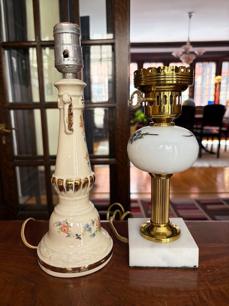 Antique Lamp Vintage Table Lamp Vintage Light Accent Lamp Bedside Lamps Antique Table Lamp Vintage Lamp Desk Lamp Cut Glass Lamp Floral Lamp image 4