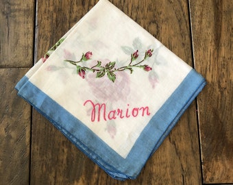 Vintage Handkerchief Women Hankerchief Antique Handkerchief for Bride Hankie Wedding Handkerchief Vintage Hankie Marion Monogram Hankie Old