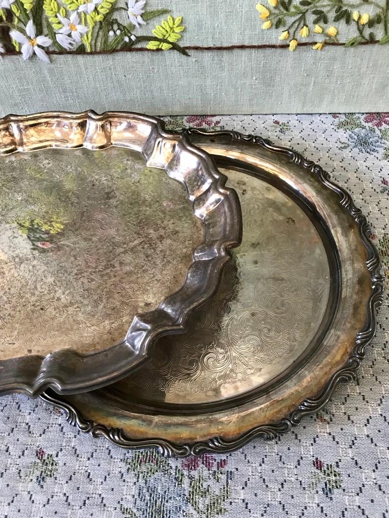 2 Vintage Tray Decor Trays Serving Trays Wedding Cake Tray Etsy