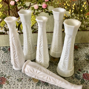 6 Milk Glass Vases for Flowers Vases for Wedding Vases Centerpiece Vases Decor Vase Milk Glass Bud Vase White Vases Bulk Vases Bridal Shower Bild 4