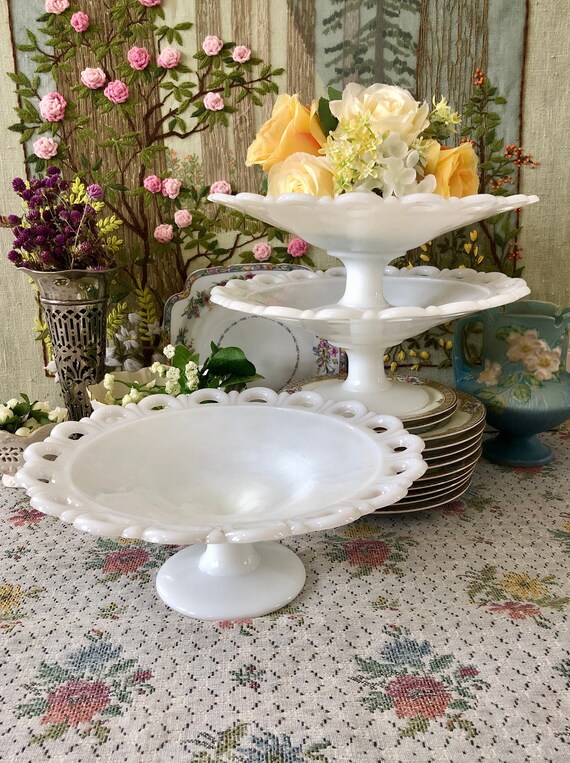 Glass serving bowl with stand sale