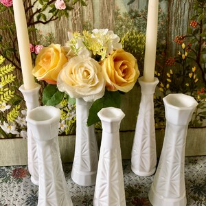 6 Milk Glass Vases for Flowers Vases for Wedding Vases Centerpiece Vases Decor Vase Milk Glass Bud Vase White Vases Bulk Vases Bridal Shower Bild 2