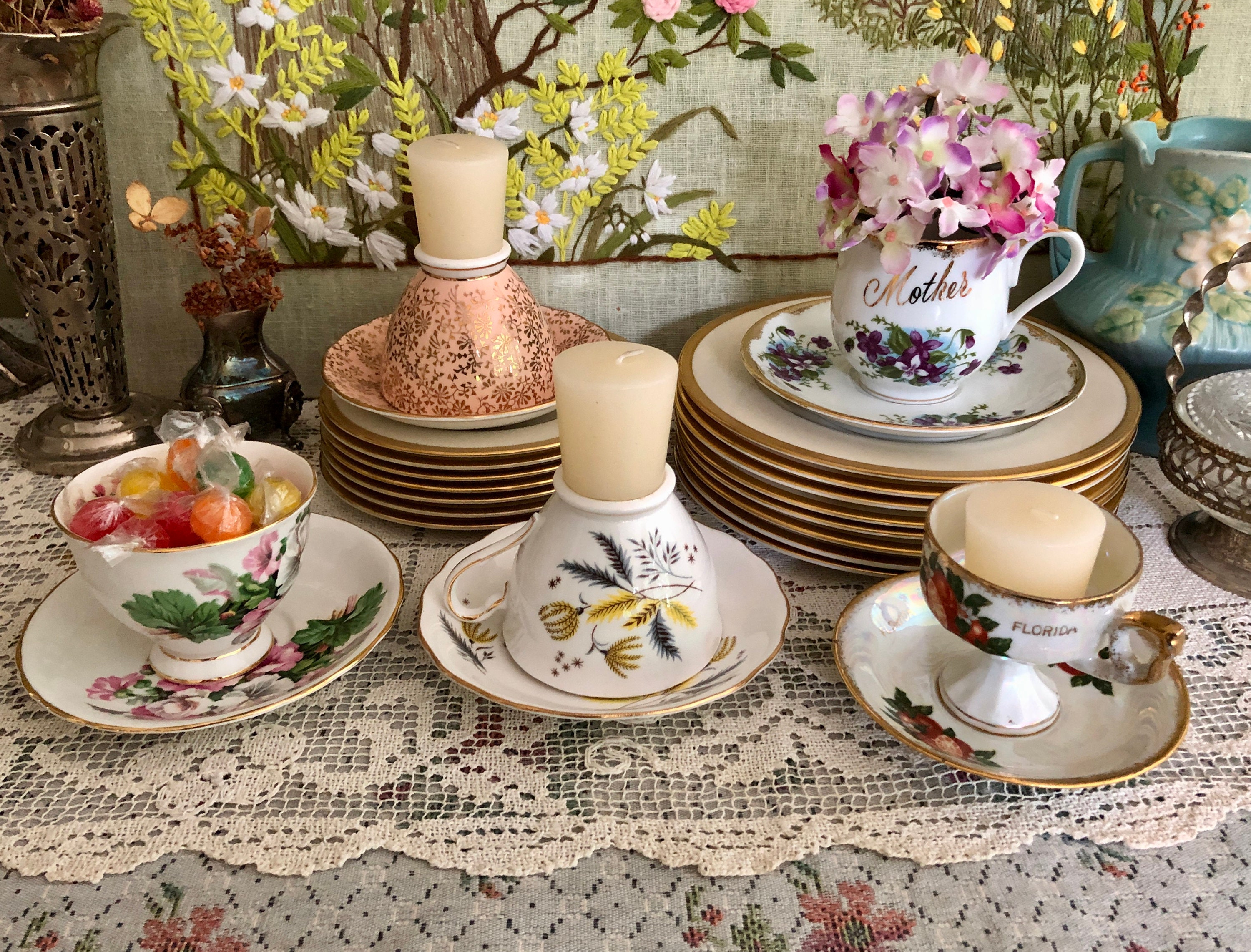 Vintage Tea Cup and Saucer Antique Tea Cup Set Bone China Vintage Tea Cup and Saucer Antique Tea Cup Set Bone China