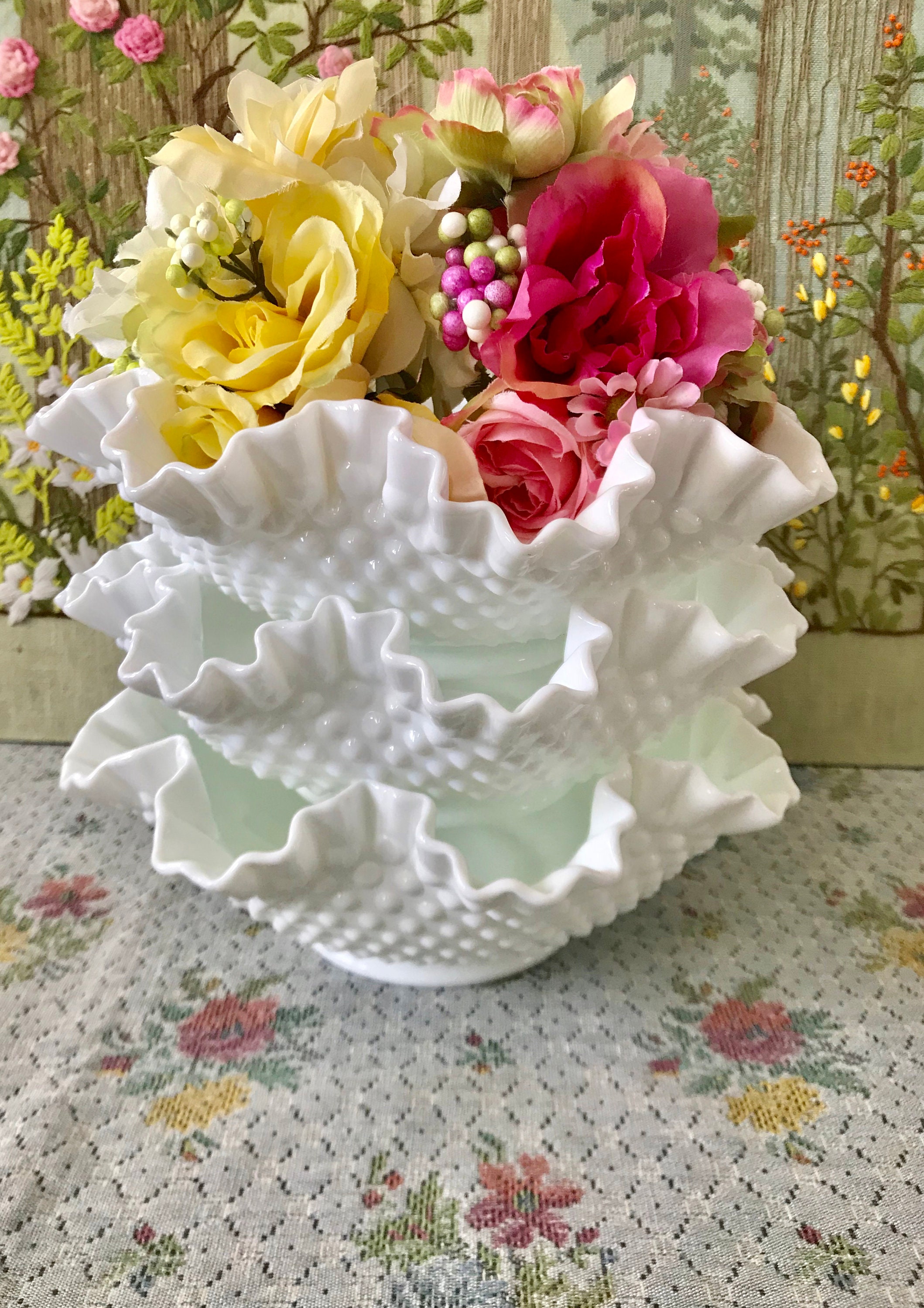 Milk Glass Bowl Milk Glass Candy Dish Vintage Candy Dish Etsy