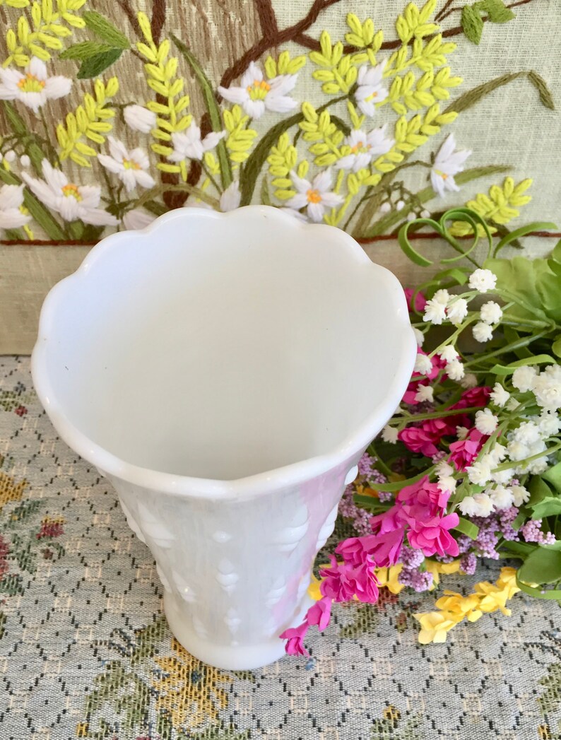 Milk Glass Vase Hobnail Milk Glass Hobnail Vase Wedding Etsy