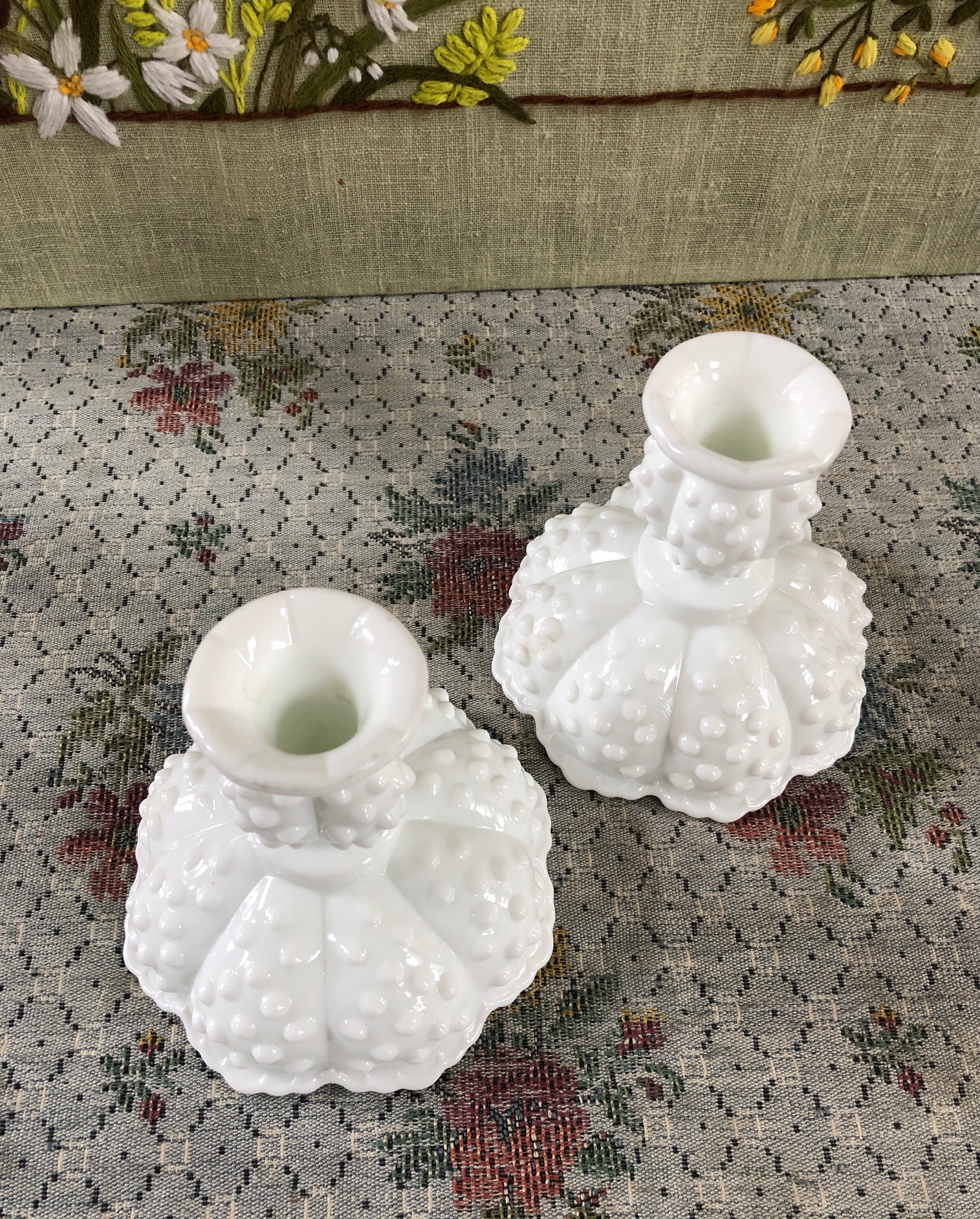 Milk Glass Candlesticks Vintage Candlesticks Milk Glass Candle Etsy