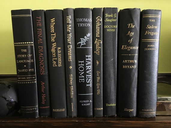 Vintage Books For Shelf Decorative Books Display Books Black Etsy