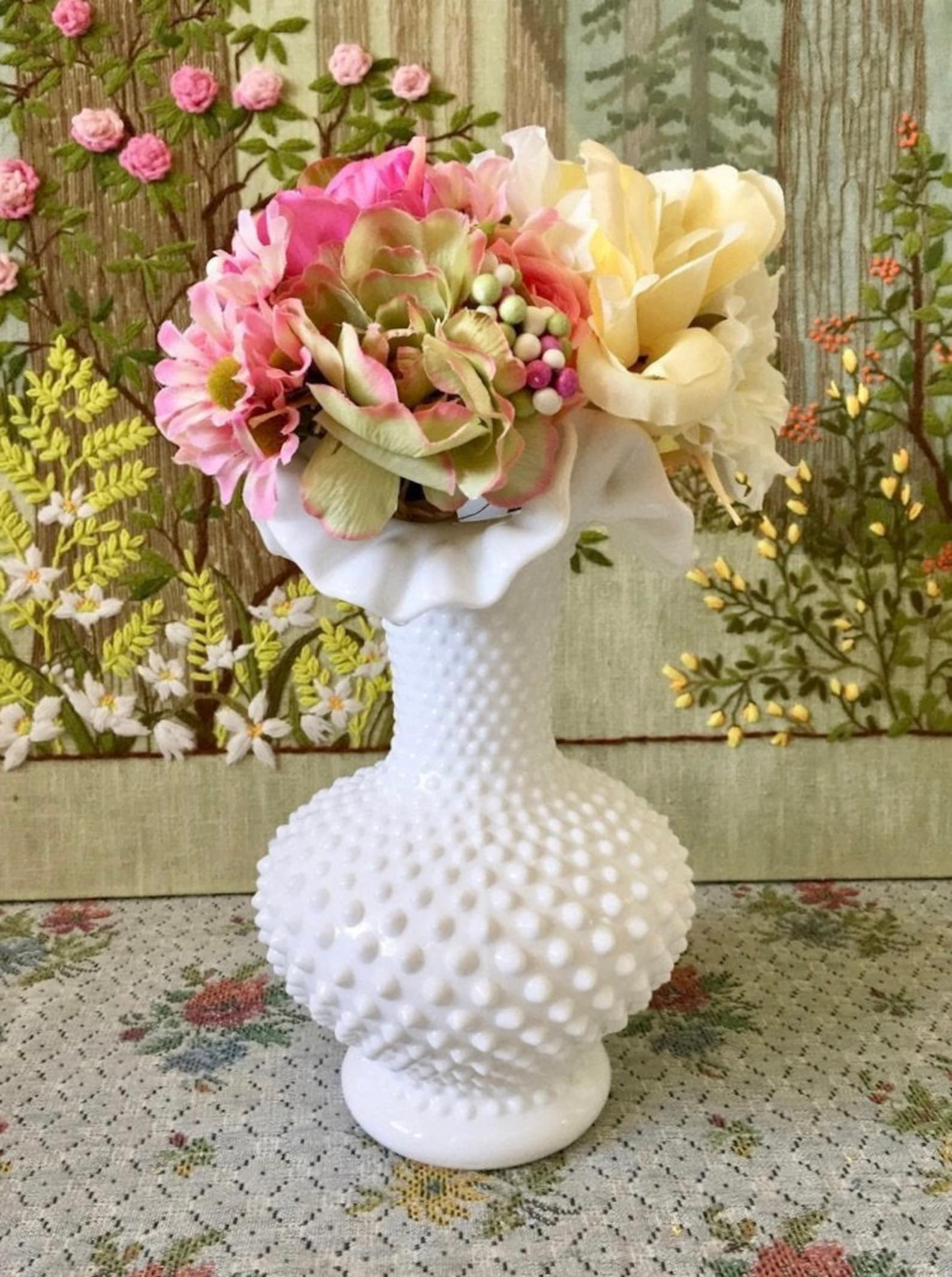 Milk Glass Vase for Flowers Vase Vintage Vase Decor Vase Milk Etsy
