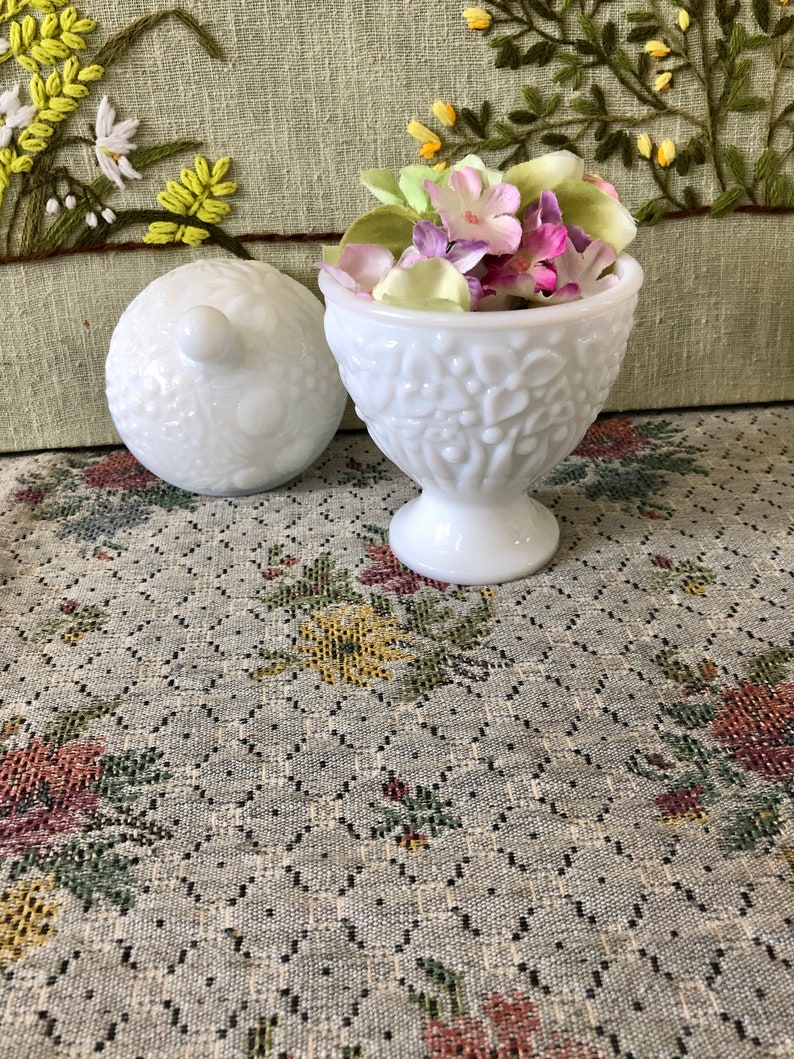 Milk Glass Bowl Milk Glass Candy Dish Lidded Bowl With Lid Etsy