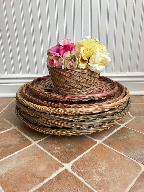 Wicker Trays Basket Round Tray Large Tray Wicker Plate Etsy