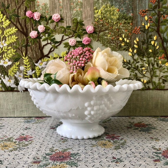 Milk Glass Bowl Serving Bowl Milk Glass Candy Dish Vintage Etsy
