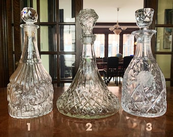 Antique Decanter Liquor Bottles Vintage Bottle Glass Decanter Vintage Decanter Bottles Antique Bottle Clear Glass Liquor Decanter Bar Decor