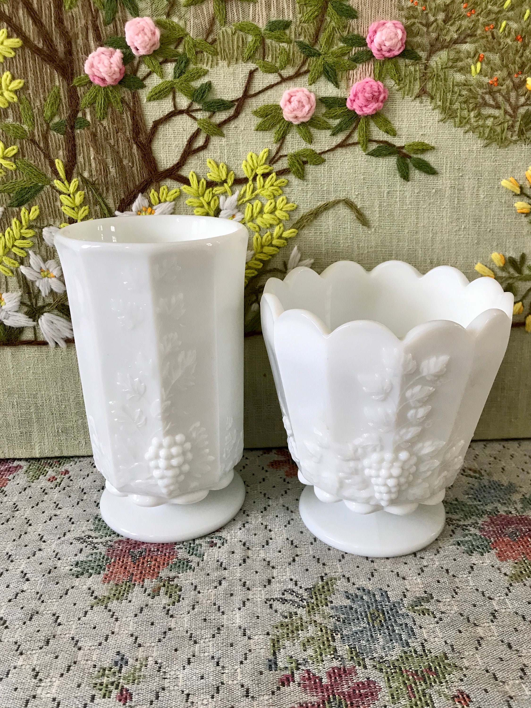 Milk Glass Vases for Flowers Vases Decor Vase Set of Vases Etsy