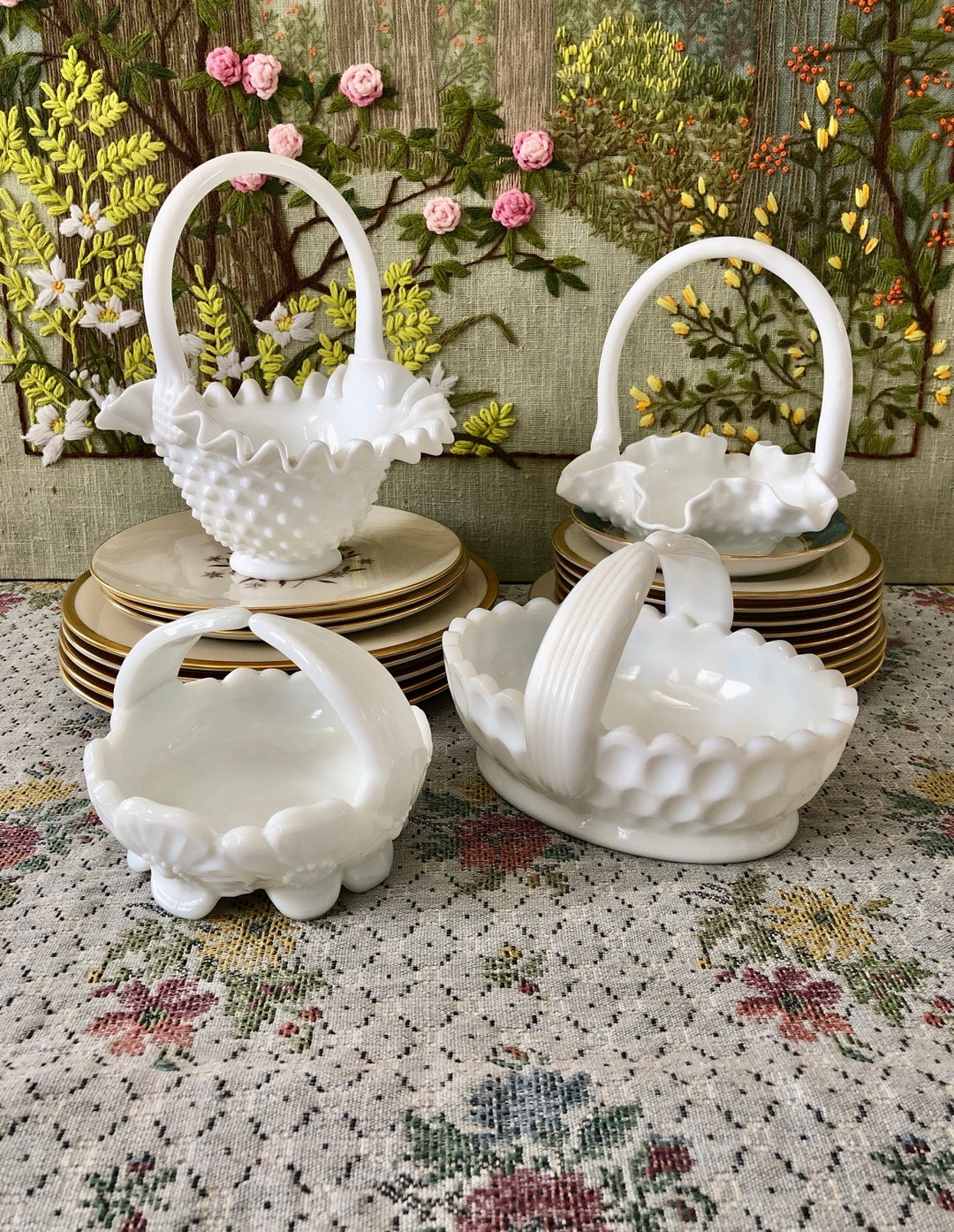 Milk Glass Basket Decor Milk Glass Bowl White Candy Dish Vintage Basket