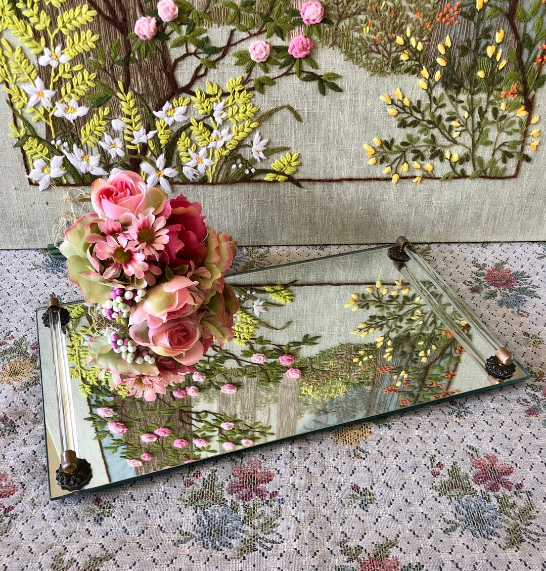 Vanity Tray Mirror Tray Vanity Mirror Rectangular Tray Vintage - Etsy