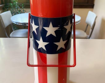 Thermos drapeau américain Thermos Aladdin Thermos vintage Cadeau pour camping-car Décoration de cabine Thermos avec étoiles et rayures Bouteille thermos d'extérieur Thermos pour équipement de camping