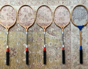 Badminton Rackets Badminton Gifts Badminton Racquet Wood Racket Mirror Racket Sports Gift Sports Decor Scorpion Racket Crown Racquet Vintage