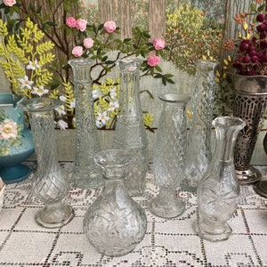 7 Glass Vase Set of Glass Vases for Flowers Vases for Centerpiece for Wedding Vases Wedding Decor Vases Bud Vases Vintage Vases Set of Vases image 2