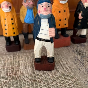 Carved Sailor Carved Wood Sailor Captain Vintage Nautical Decor Sailing Gift Sailing Decor Boating Gift Nautical Gifts Pirate Wood Figurine Stripe Shirt
