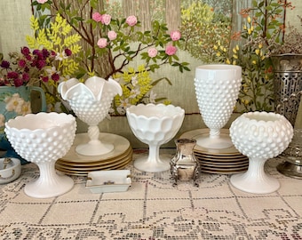 Hobnail Milk Glass Bowl Milk Glass Vase Pedestal Bowl Small Bowl Footed Bowl Trinket Dish Vintage Bowl White Candy Dish Hobnail Glass Bowl