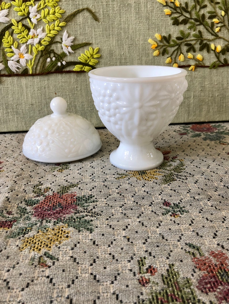 Milk Glass Bowl Milk Glass Candy Dish Lidded Bowl With Lid Etsy