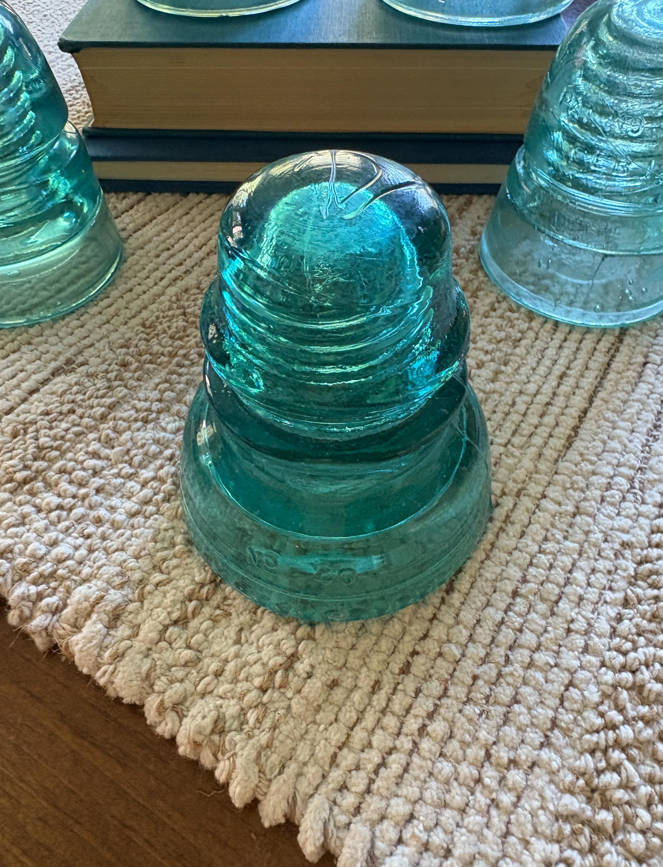 5 Glass Insulators Blue Glass Insulator Antique Insulators Whitall ...