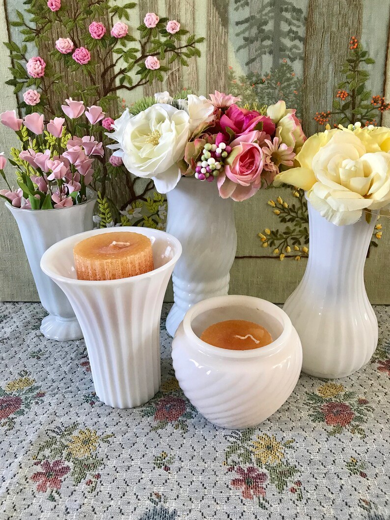 Milk Glass Vase Wedding Centerpiece Vases For Wedding Vases Etsy
