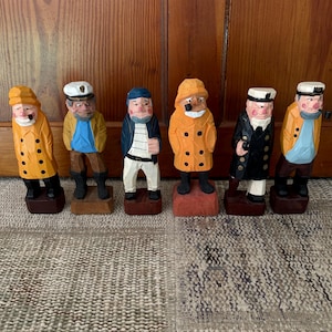 Carved Sailor Carved Wood Sailor Captain Vintage Nautical Decor Sailing Gift Sailing Decor Boating Gift Nautical Gifts Pirate Wood Figurine image 1