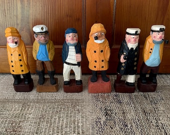 Carved Sailor Carved Wood Sailor Captain Vintage Nautical Decor Sailing Gift Sailing Decor Boating Gift Nautical Gifts Pirate Wood Figurine