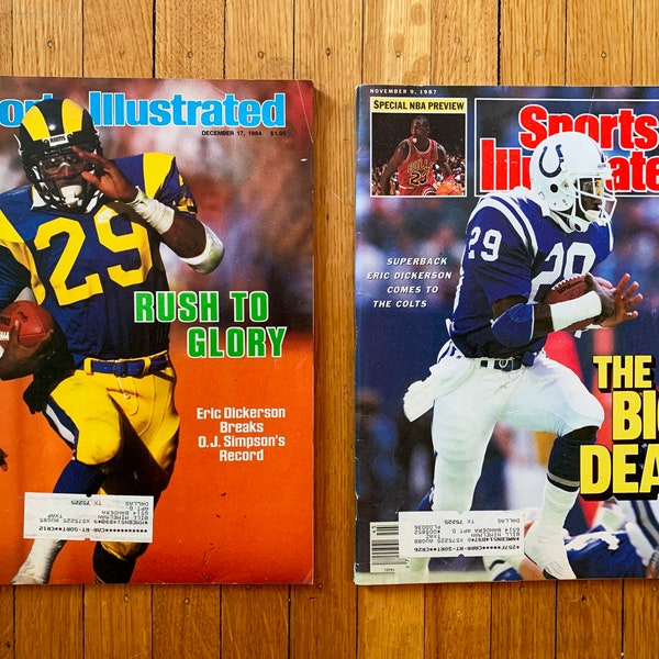 Sports Illustrated Magazine Cover Football Gift for Sports Lover Gift for Football Lover Gift Eric Dickerson Indianapolis Colts Sports Gift