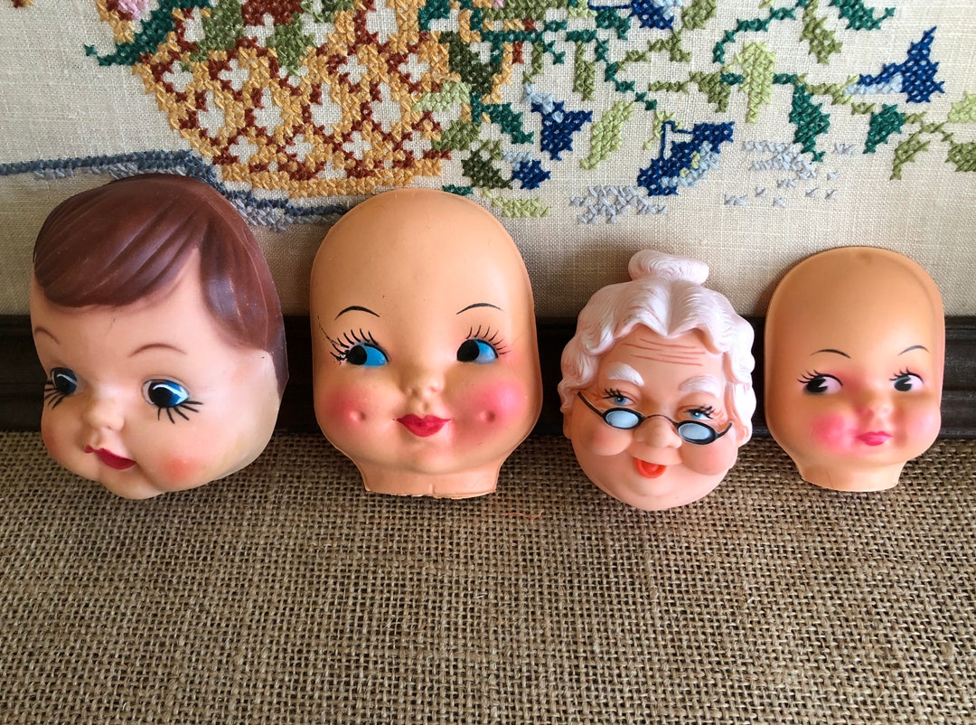 4 Doll Face Lot Doll Parts Plastic Doll Faces Doll Heads for Crafting