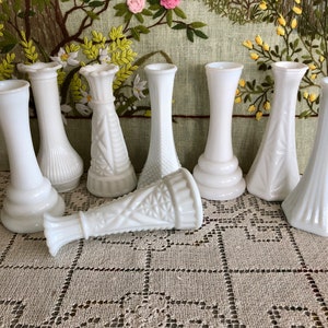 8 Milk Glass Vase Set of Vases for Flowers Vases Milk Glass Bud Vase White Vases Decor Vases Vintage Vases Wedding Vases Centerpiece Vases image 6