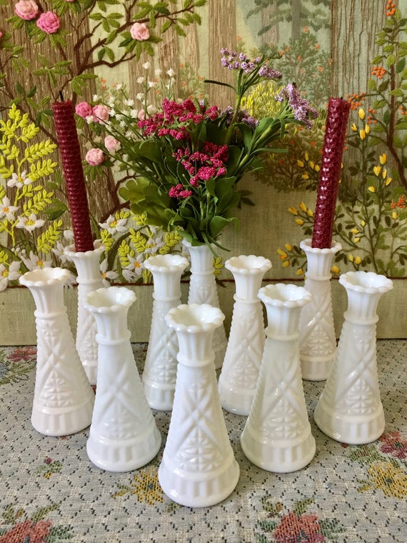 Milk Glass Vases For Centerpiece Vases For Wedding Vases For Etsy