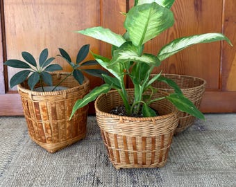 Wicker Plant Basket Wicker Basket for Plant Baskets Bamboo Basket Rattan Basket Flower Basket Small Basket Decor Basket Storage Basket Plant