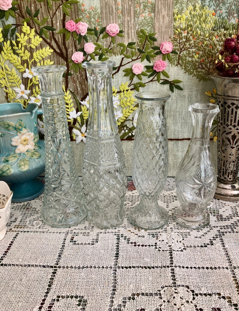 7 Glass Vase Set of Glass Vases for Flowers Vases for Centerpiece for Wedding Vases Wedding Decor Vases Bud Vases Vintage Vases Set of Vases image 3