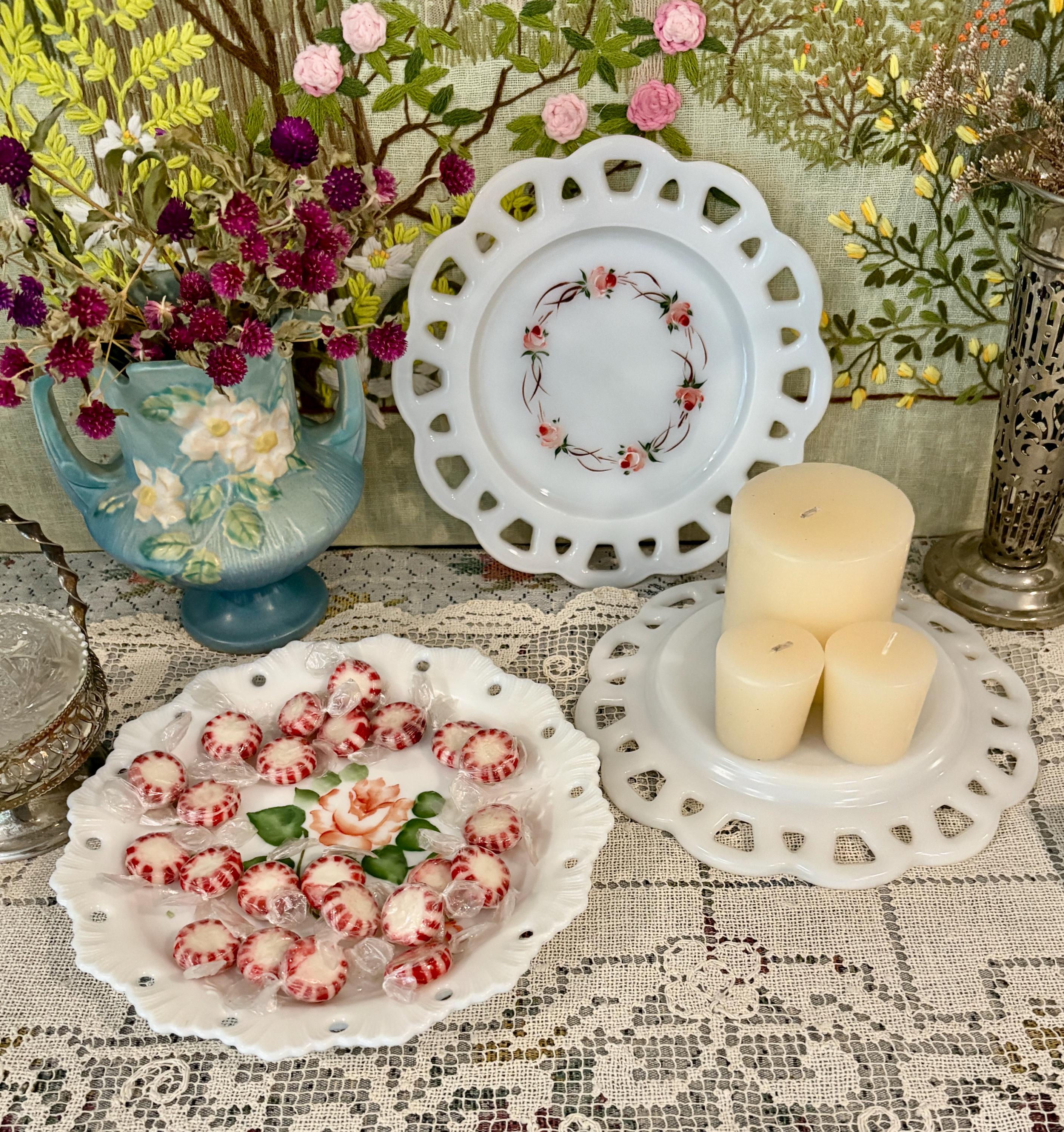 Milk Glass Plates Vintage Plates White Plates Dessert Plates