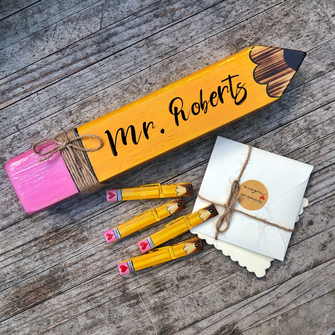 Wooden Pencil Desk Sign Male Teacher Gifts. Teacher Name Etsy