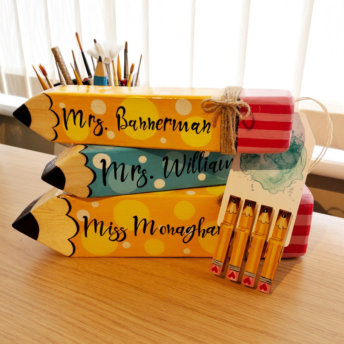 Wooden Pencil Sign and Classroom Number set Teacher Etsy